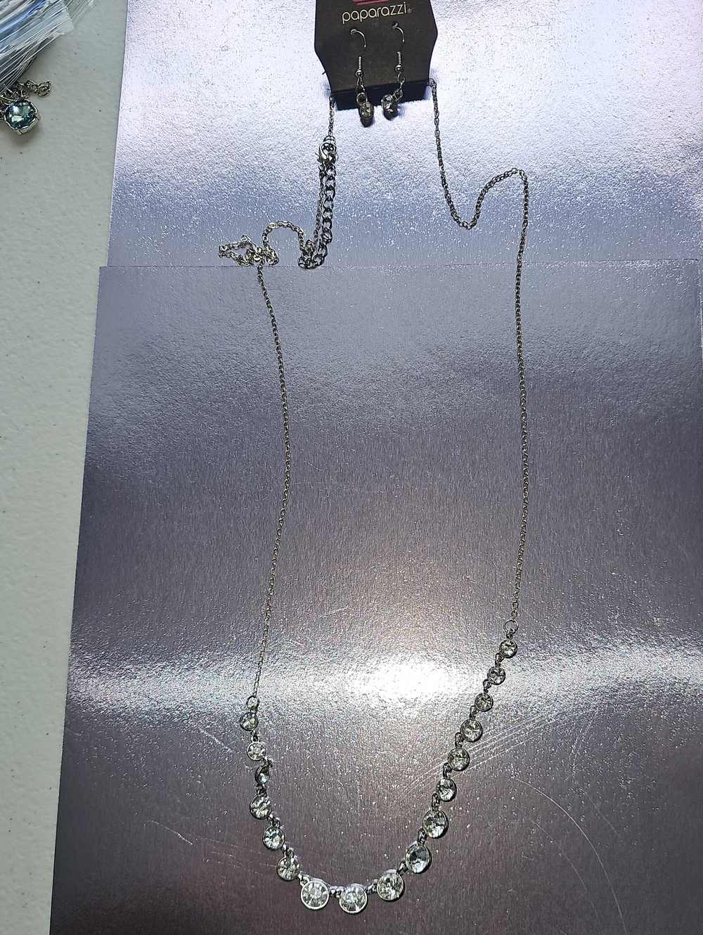 paparazzi Silver Clear Crystal Dainty Graduated Necklace